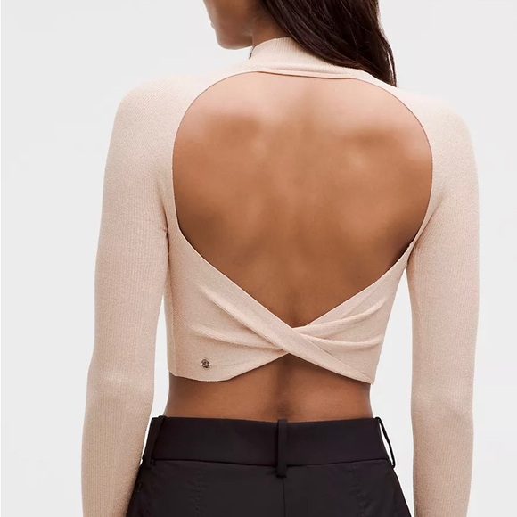 Lululemon Glitter Knit Twist-Back Long-Sleeve Shirt - Picture 2 of 6